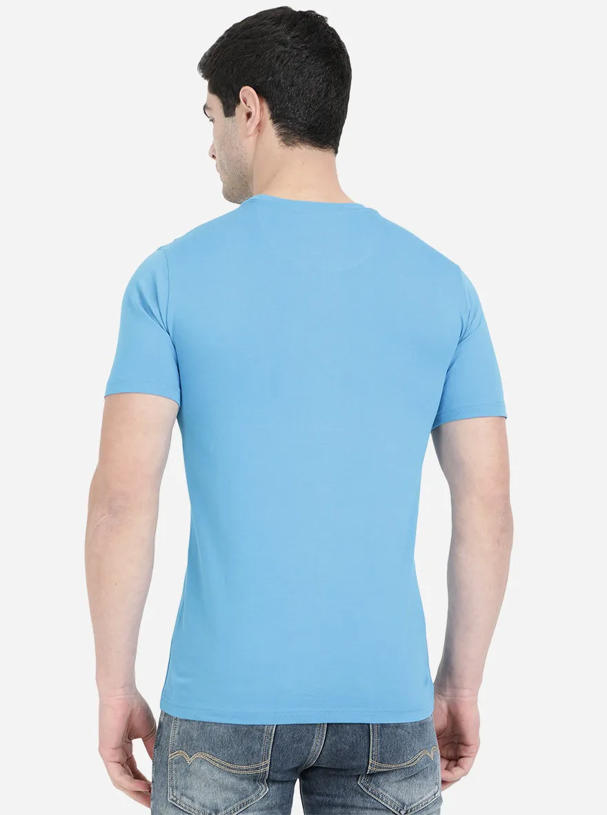 Light Blue Solid Slim Fit T-Shirt | JadeBlue