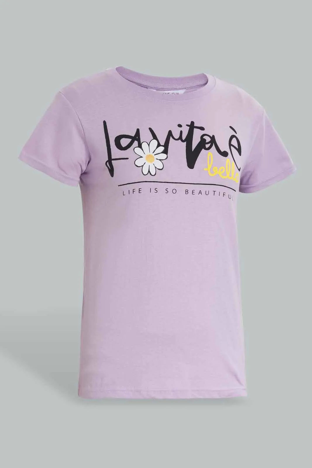 Lilac Printed T-Shirt For Senior Girls