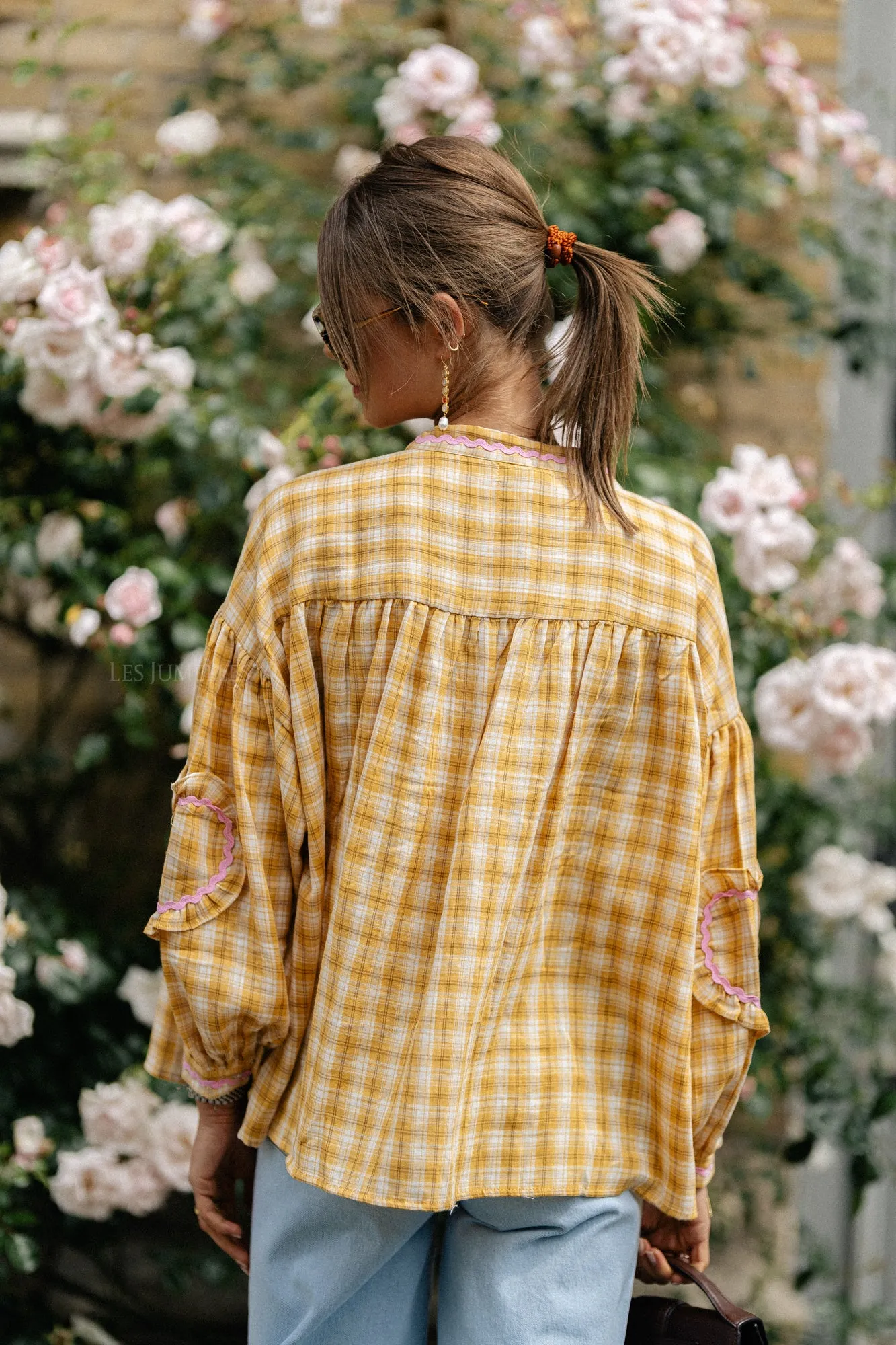 Lilou cotton frill shirt ochre