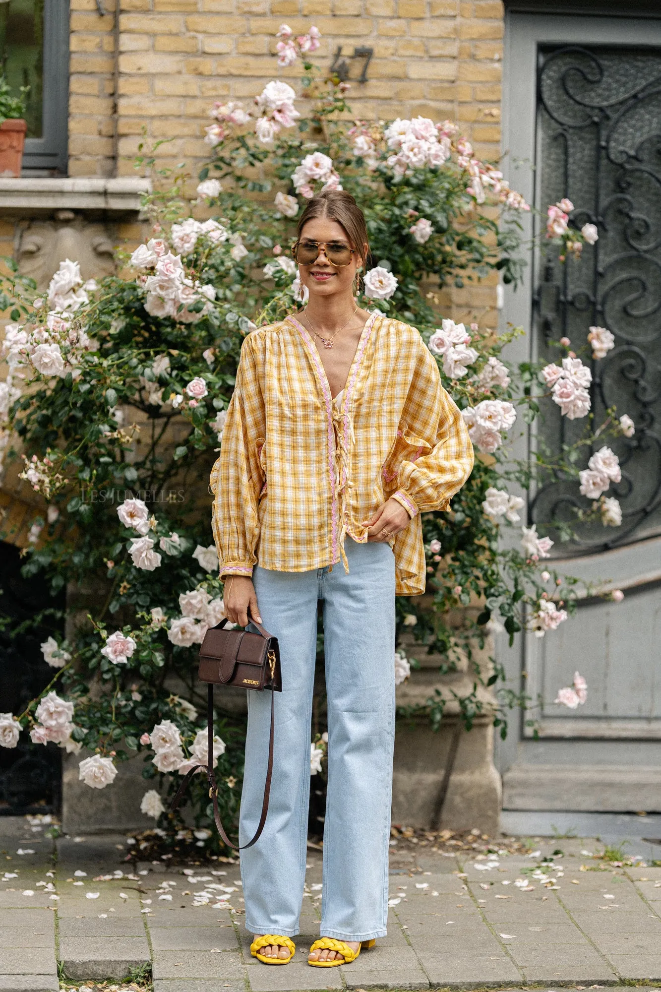 Lilou cotton frill shirt ochre