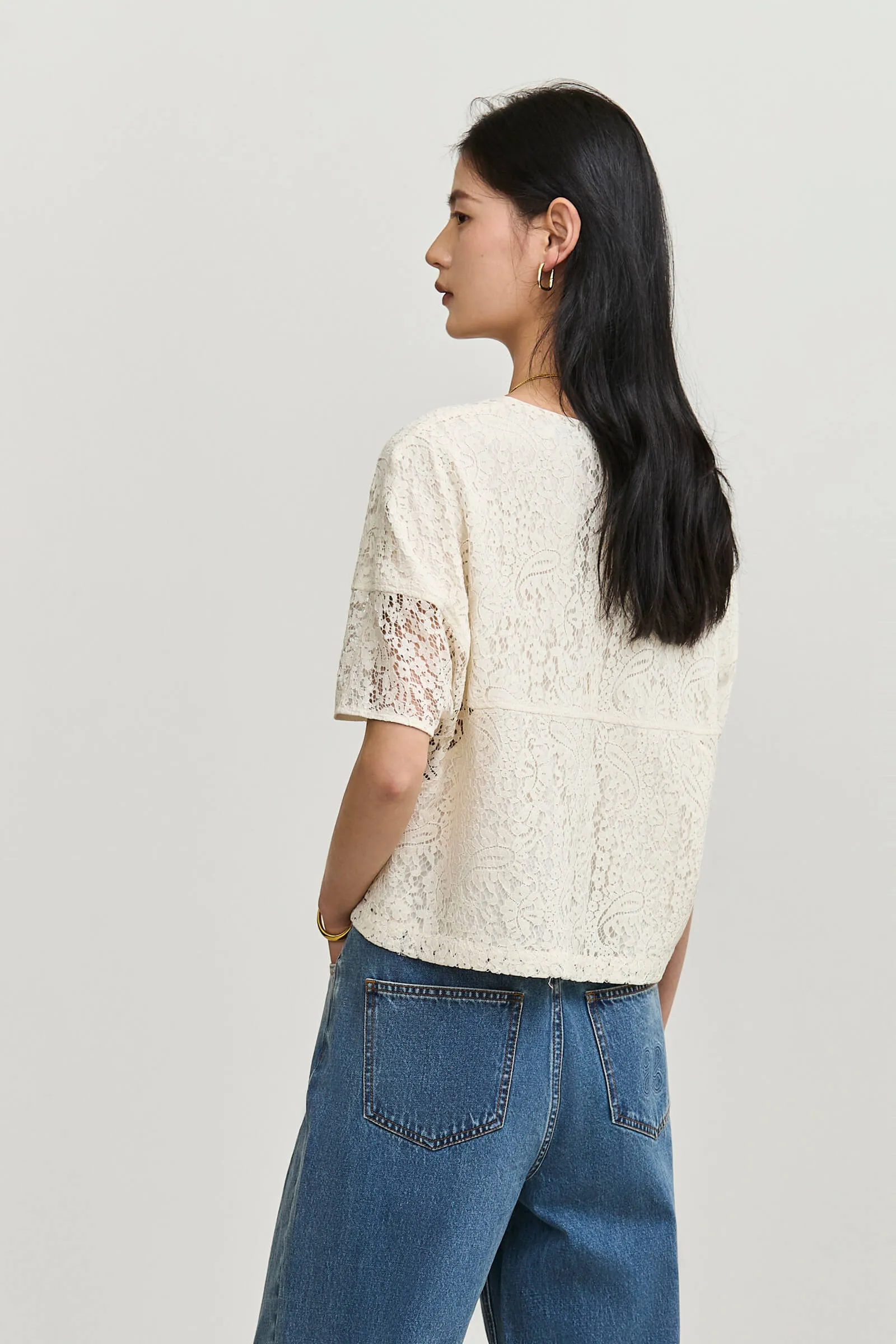 LILY Design Hollowed-out Chiffon Blouse