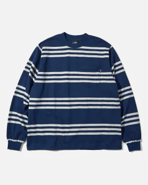 L/S Rugby Weight Pocket Tee - Navy / Grey