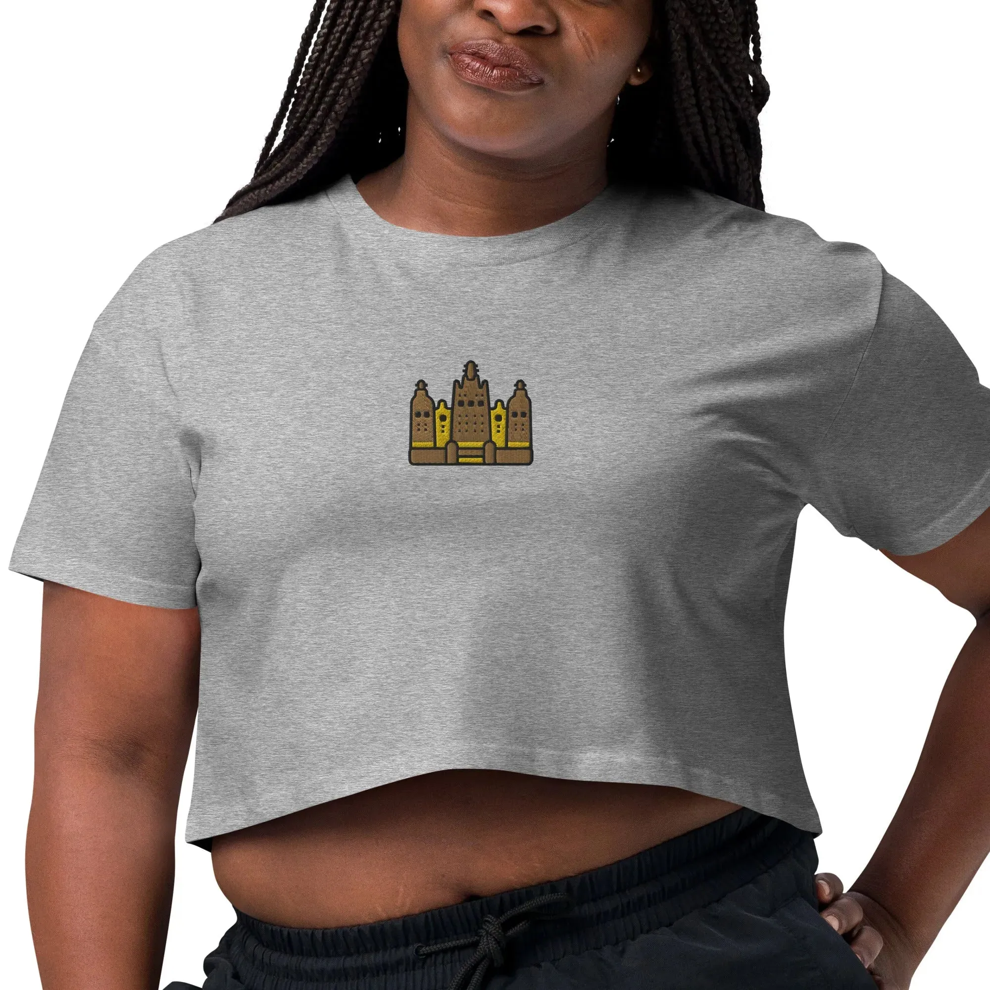 Malian Great Mosque Embroidered Cropped T-Shirt