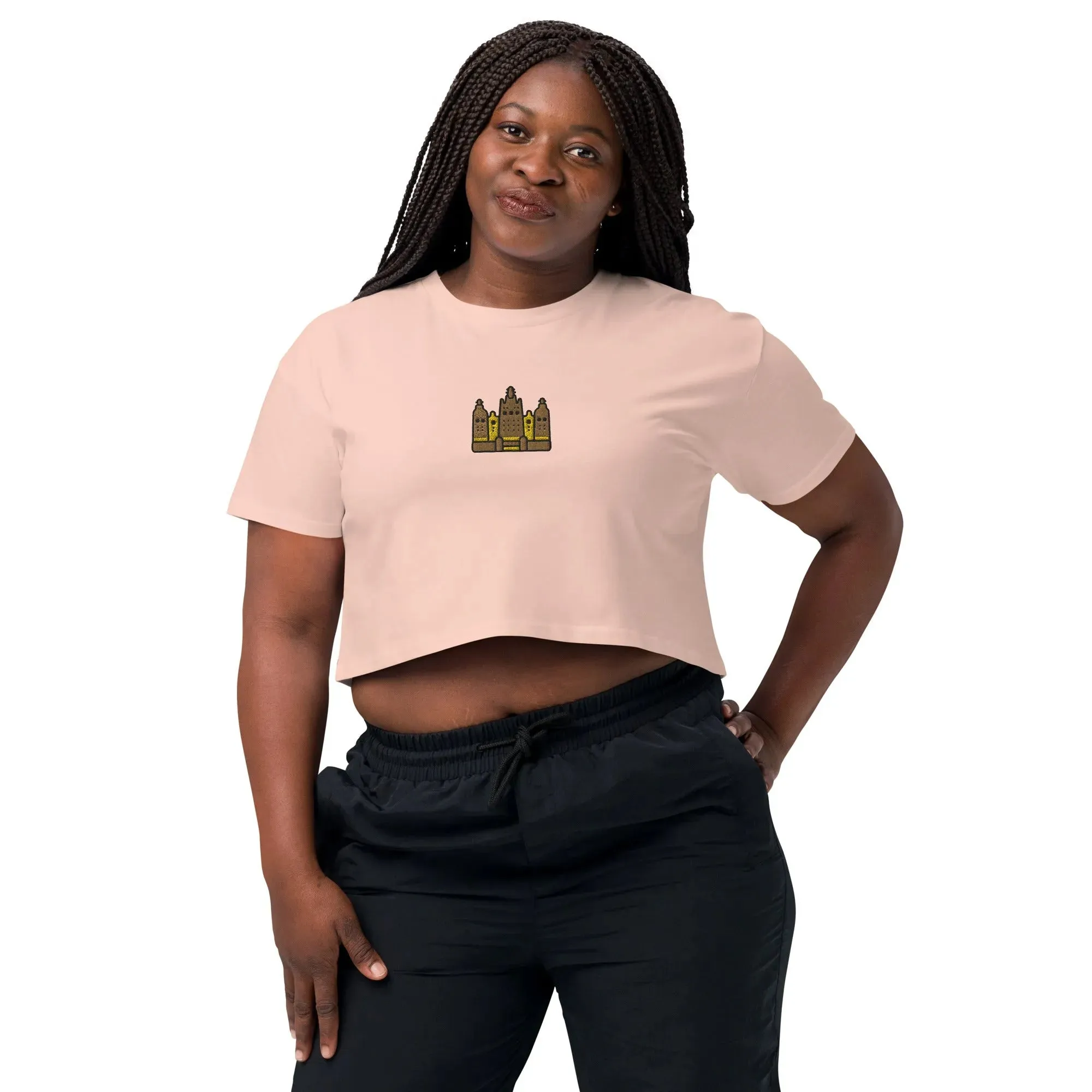 Malian Great Mosque Embroidered Cropped T-Shirt