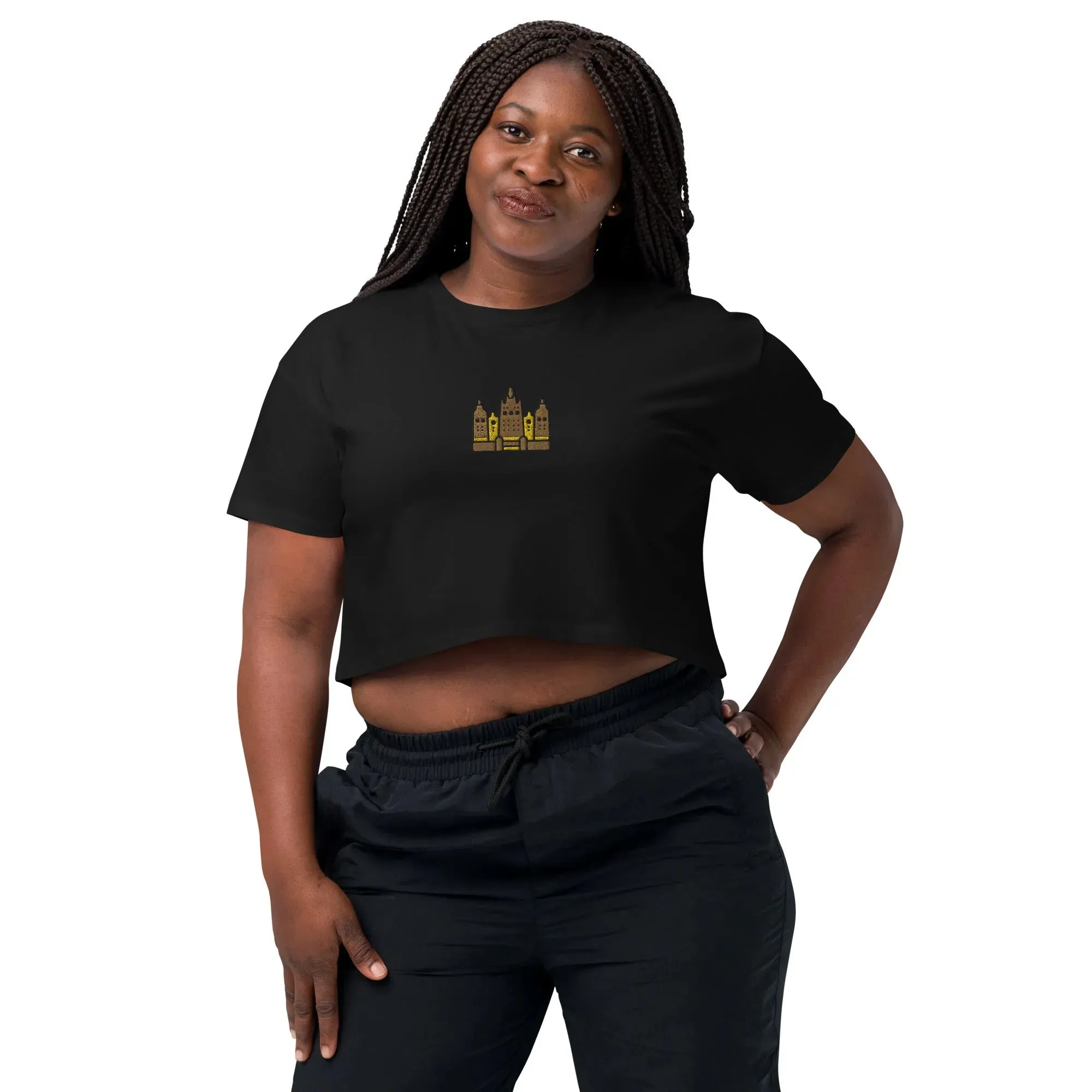 Malian Great Mosque Embroidered Cropped T-Shirt