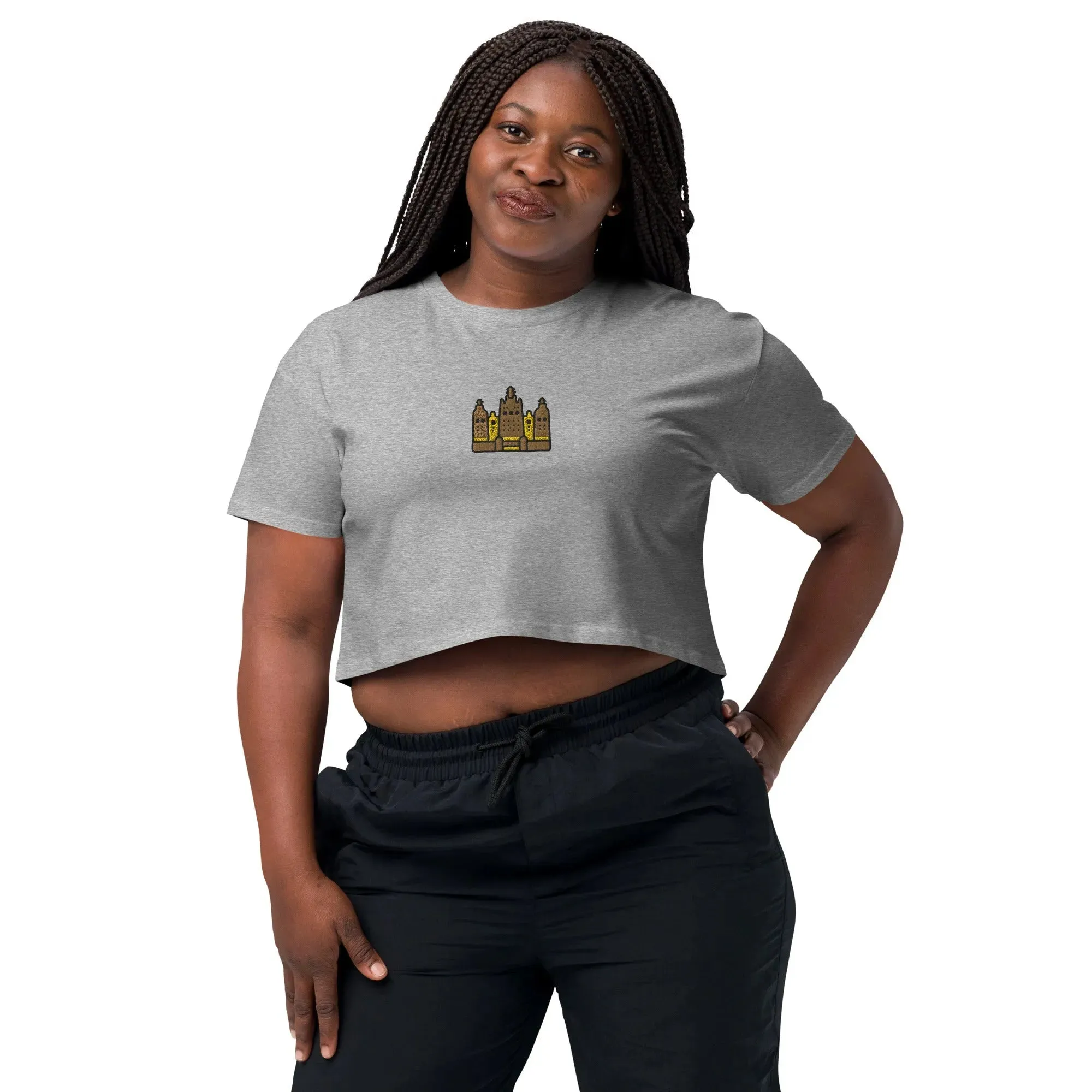 Malian Great Mosque Embroidered Cropped T-Shirt