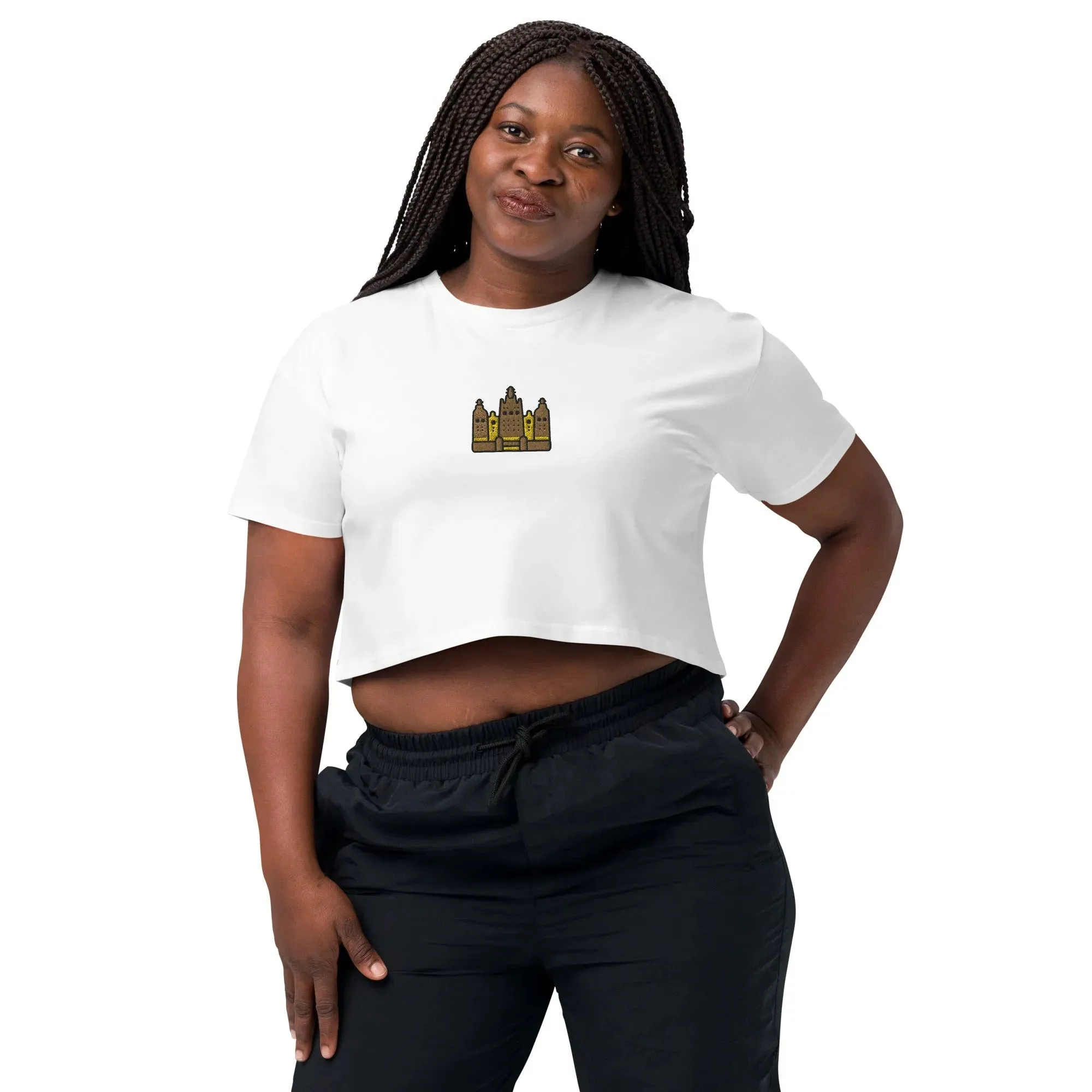 Malian Great Mosque Embroidered Cropped T-Shirt