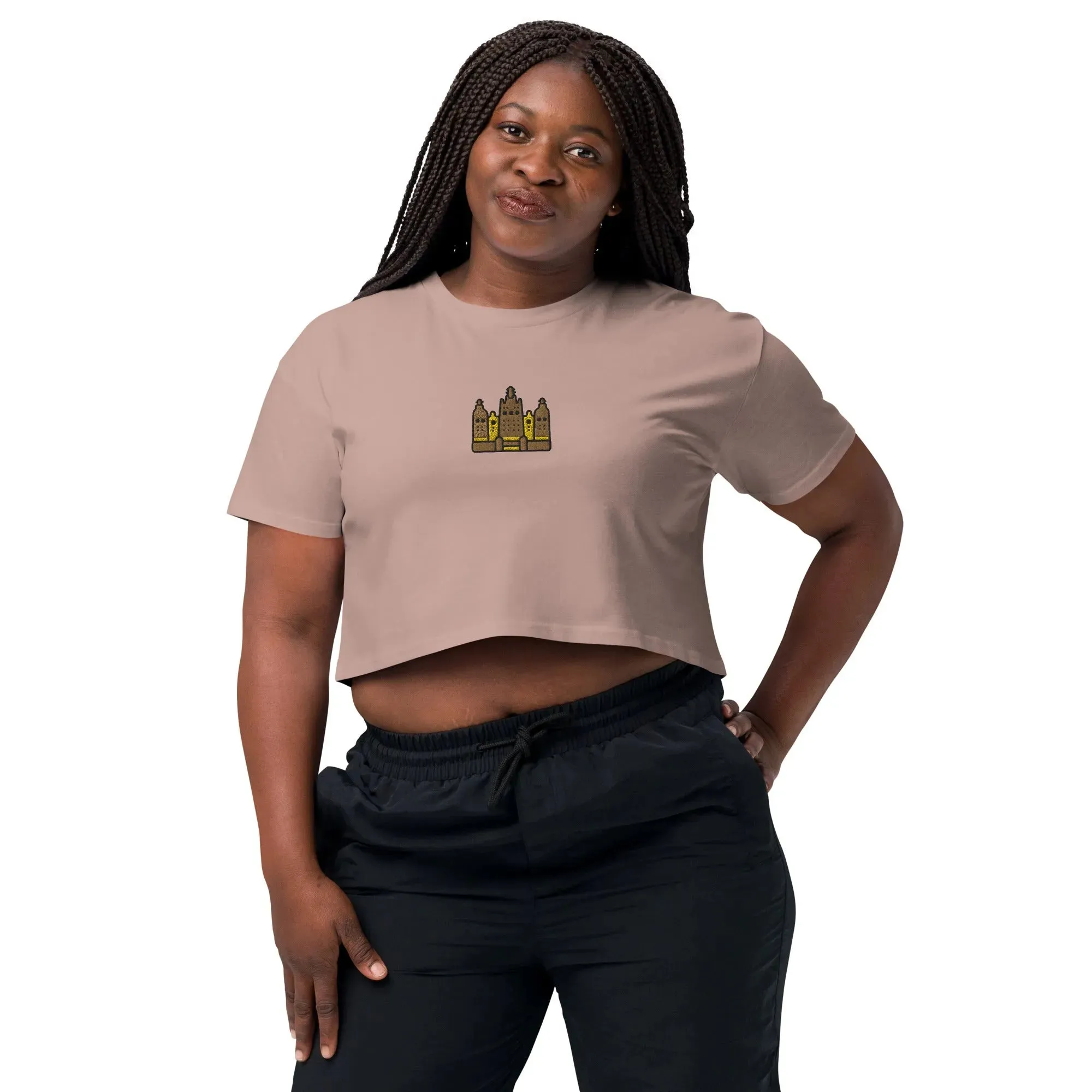 Malian Great Mosque Embroidered Cropped T-Shirt