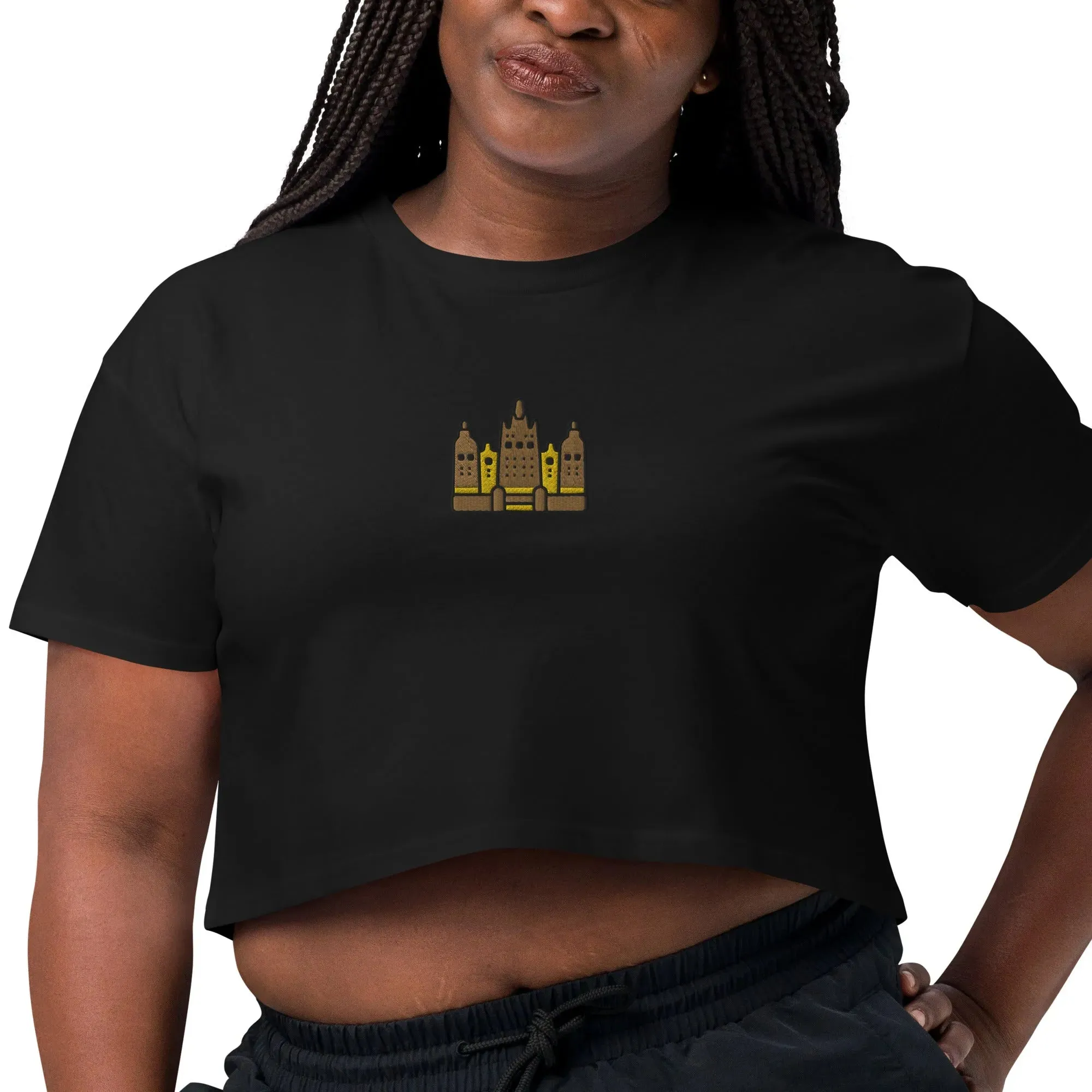 Malian Great Mosque Embroidered Cropped T-Shirt