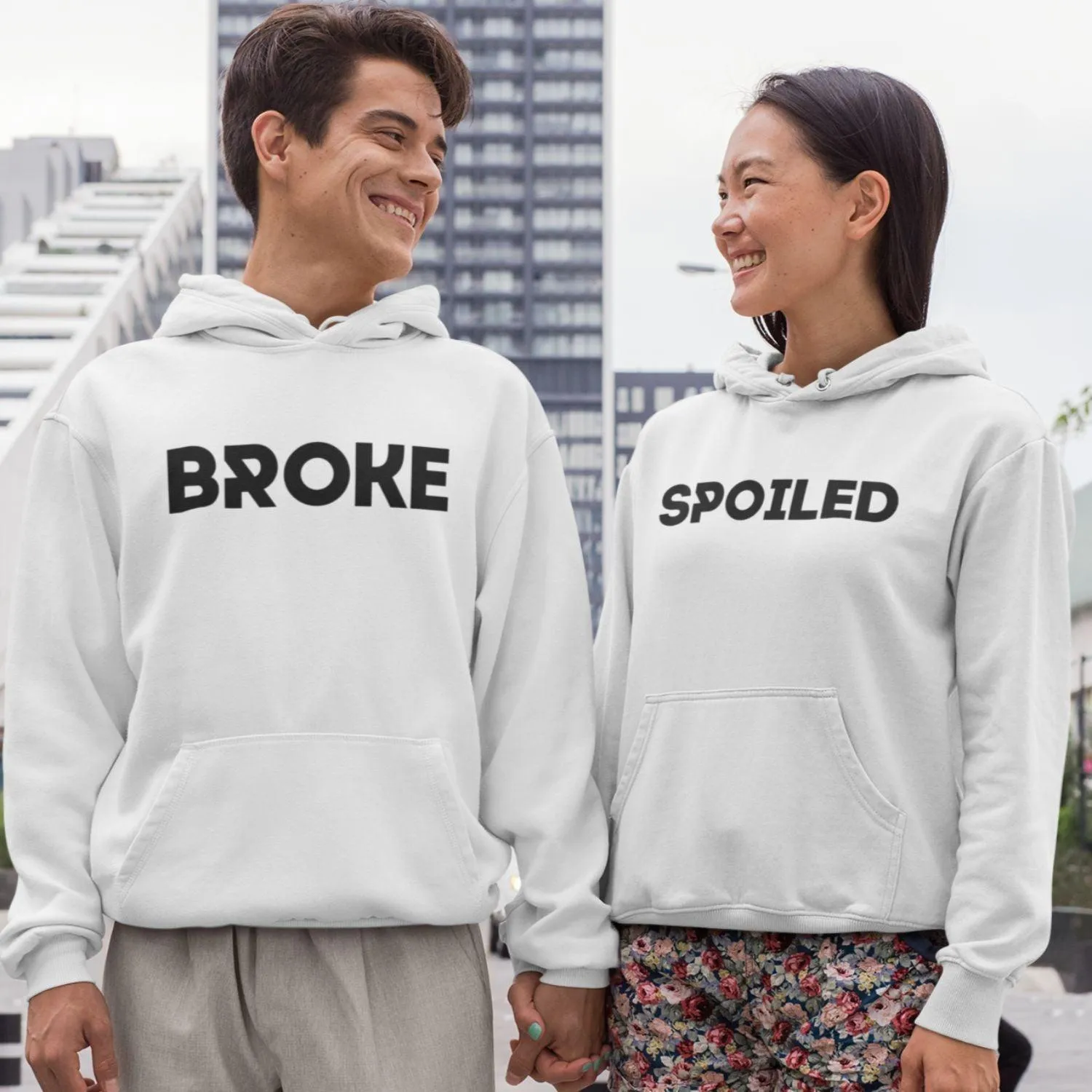 Matching Set: Broke and Spoiled Gift for Couples - Funny Valentine Outfit for Boyfriend and Girlfriend