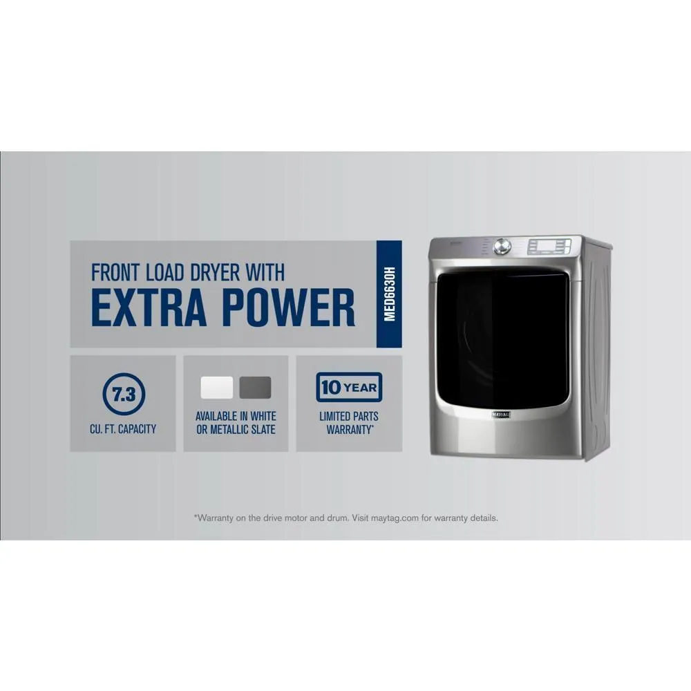 Maytag MED6630HC Front Load Electric Dryer with Extra Power and Quick Dry Cycle - 7.3 cu. ft.