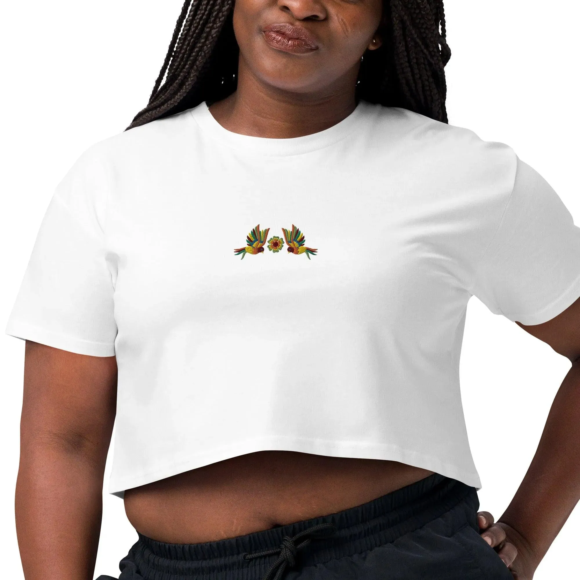 Mexican Otomi Embroidered Cropped T-Shirt