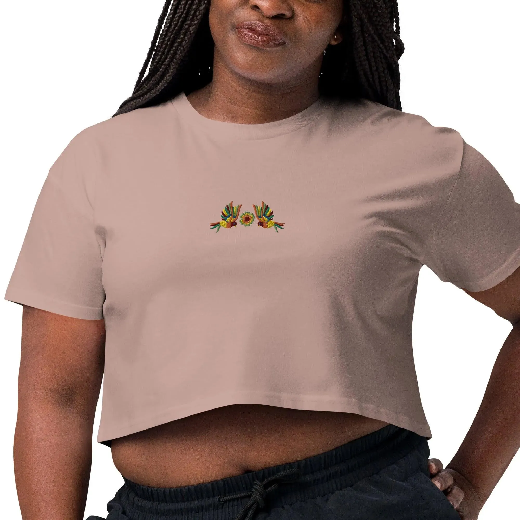 Mexican Otomi Embroidered Cropped T-Shirt