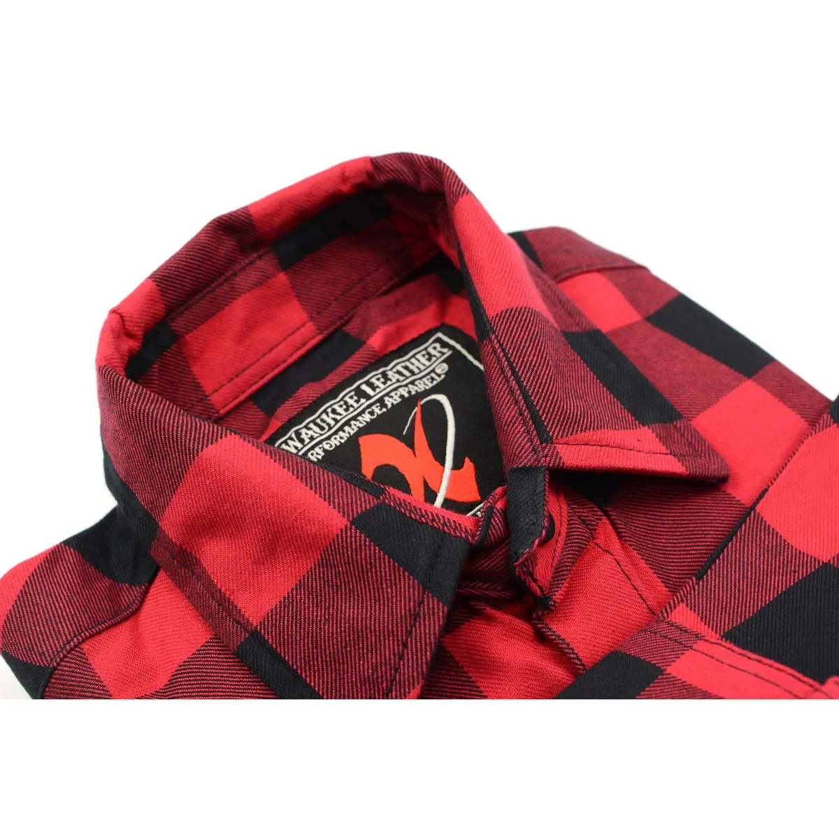 Milwaukee Leather Men's Flannel Plaid Shirt Black and Red Long Sleeve Cotton Button Down Shirt MNG11631