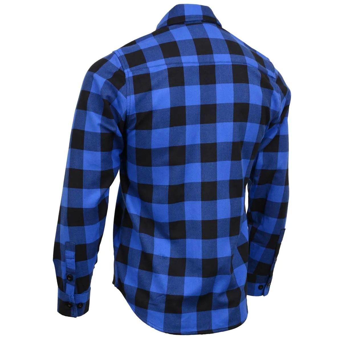 Milwaukee Leather MNG11634 Men's Black and Blue Flannel Plaid Long Sleeve Cotton Button Down Shirt