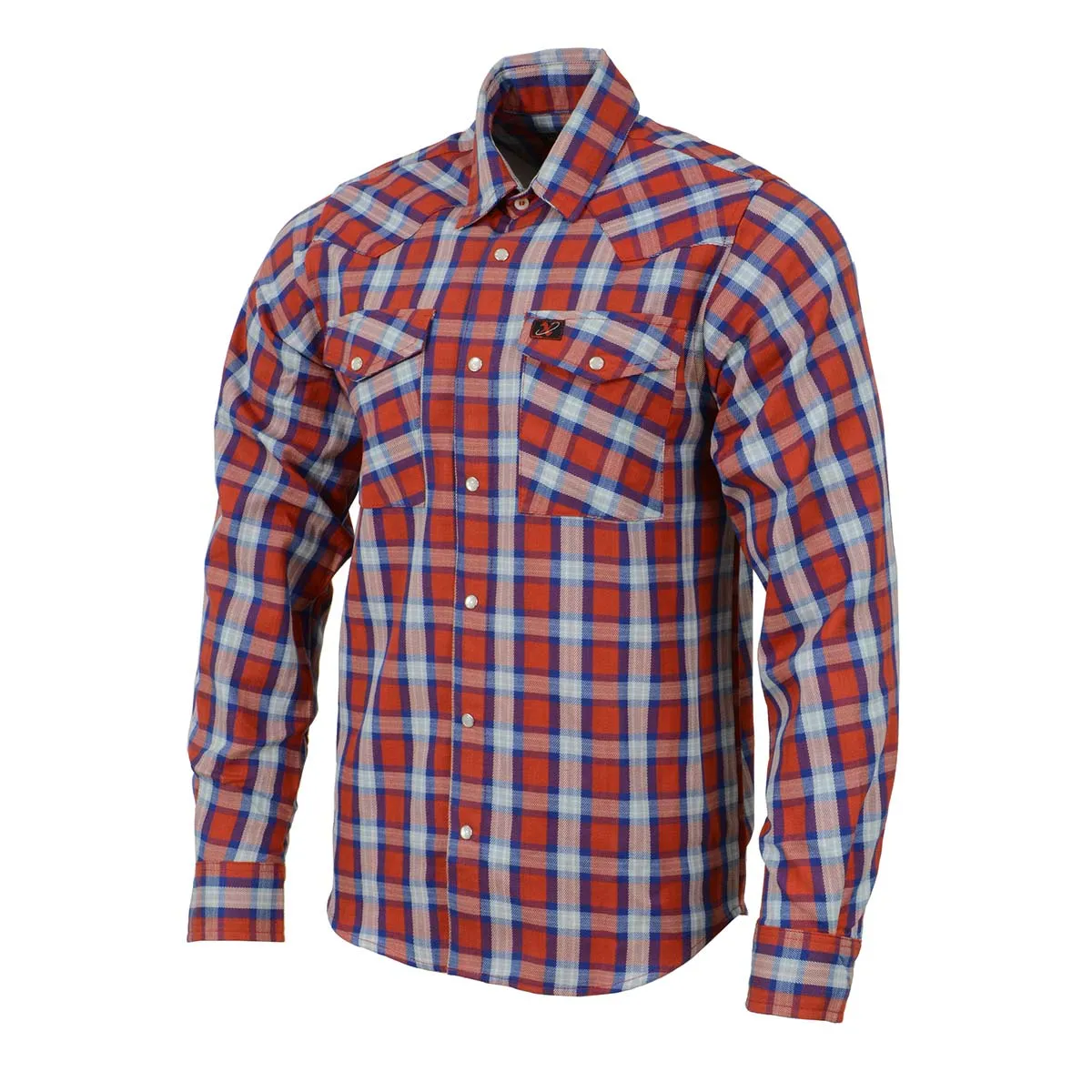 Milwaukee Leather MNG11638 Men's Red and Blue with White Long Sleeve Cotton Flannel Shirt