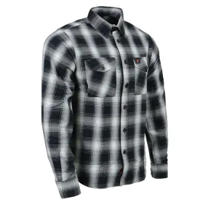 Milwaukee Leather MNG11654 Men's Black and White Long Sleeve Cotton Flannel Shirt