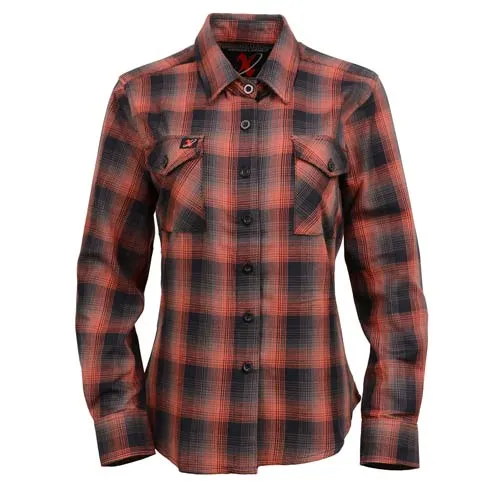 Milwaukee Leather MNG21607 Women's Casual Red and Black Long Sleeve Cotton Casual Flannel Shirt