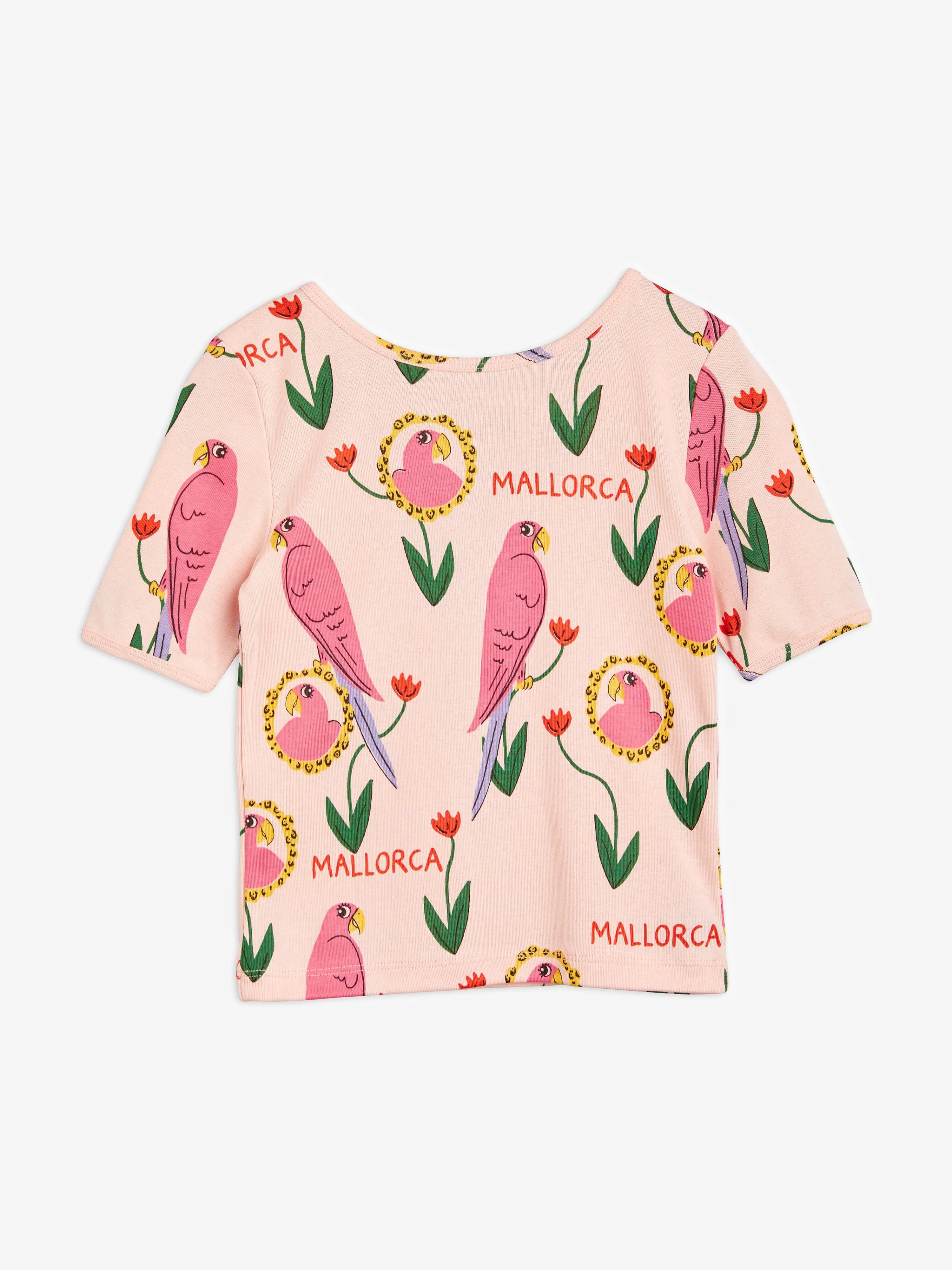 Mini Rodini Girls Parrot Print Ballet T-Shirt in Pink