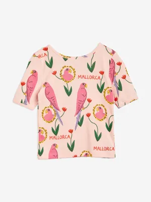 Mini Rodini Girls Parrot Print Ballet T-Shirt in Pink