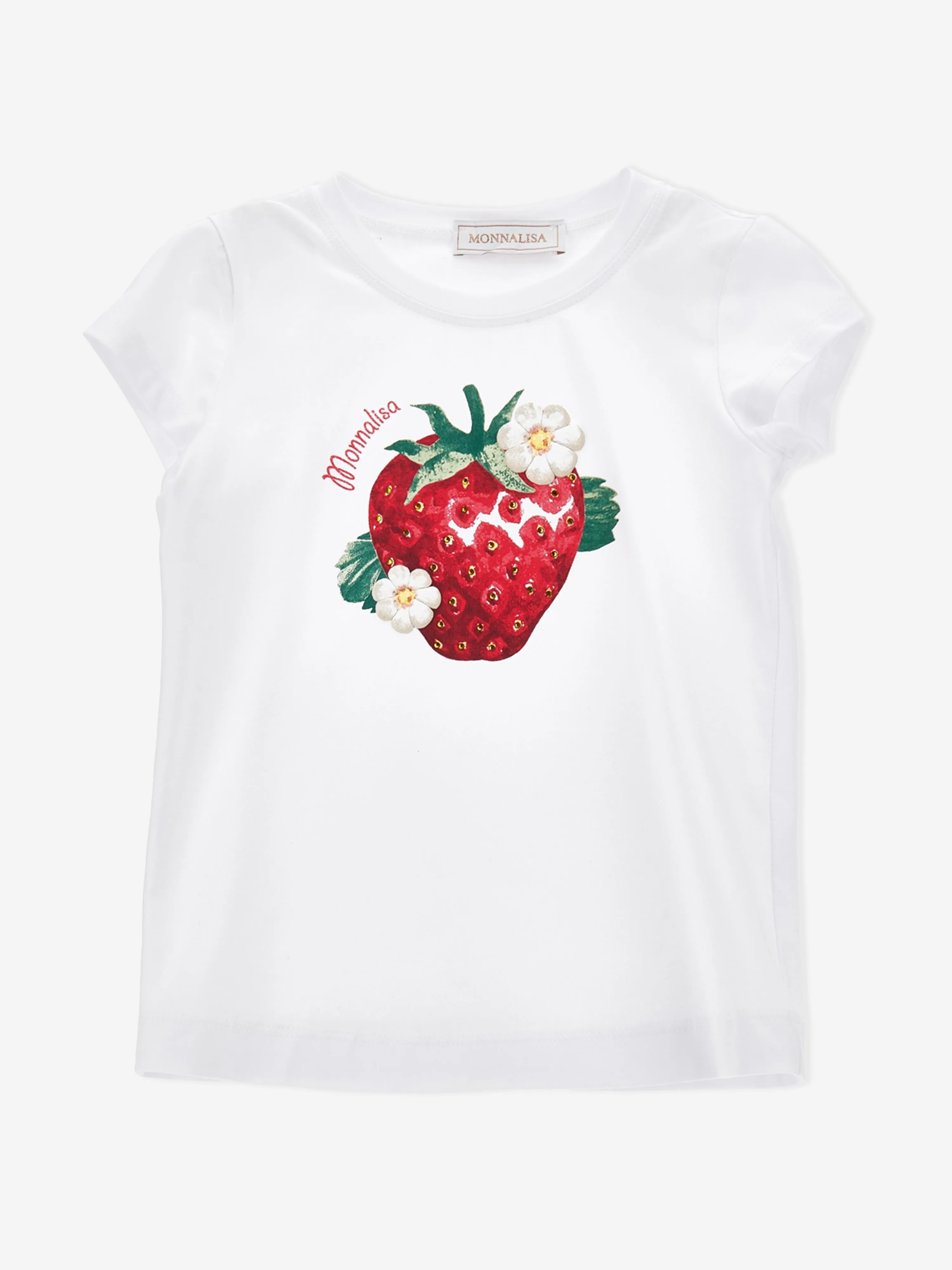 Monnalisa Girls Strawberry T-Shirt in White