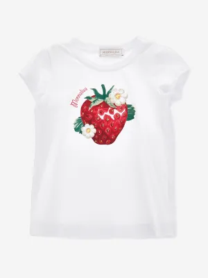 Monnalisa Girls Strawberry T-Shirt in White