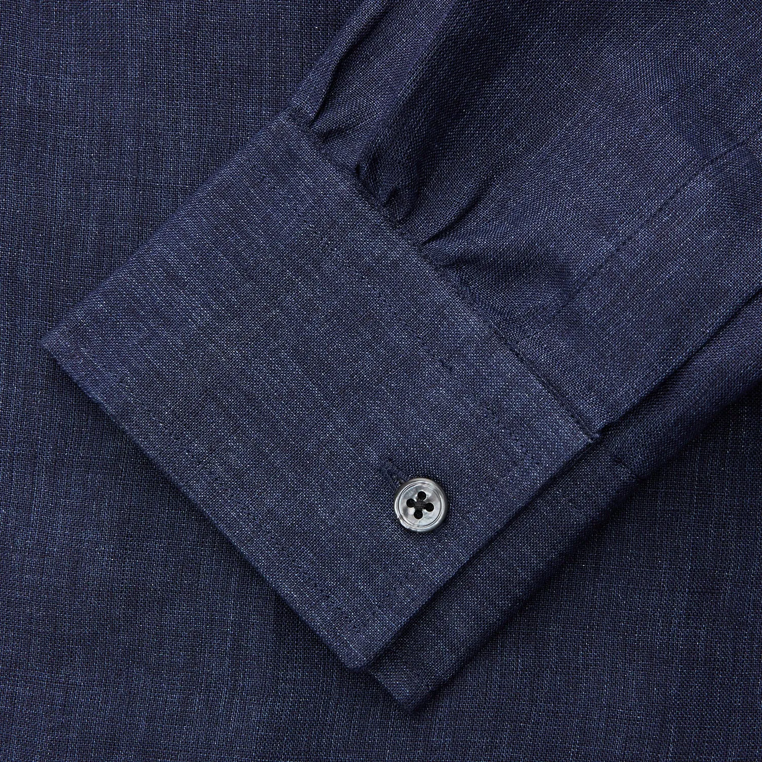 Navy Weekend Fit Linen Finch Shirt With Derby Collar And Chest Pocket