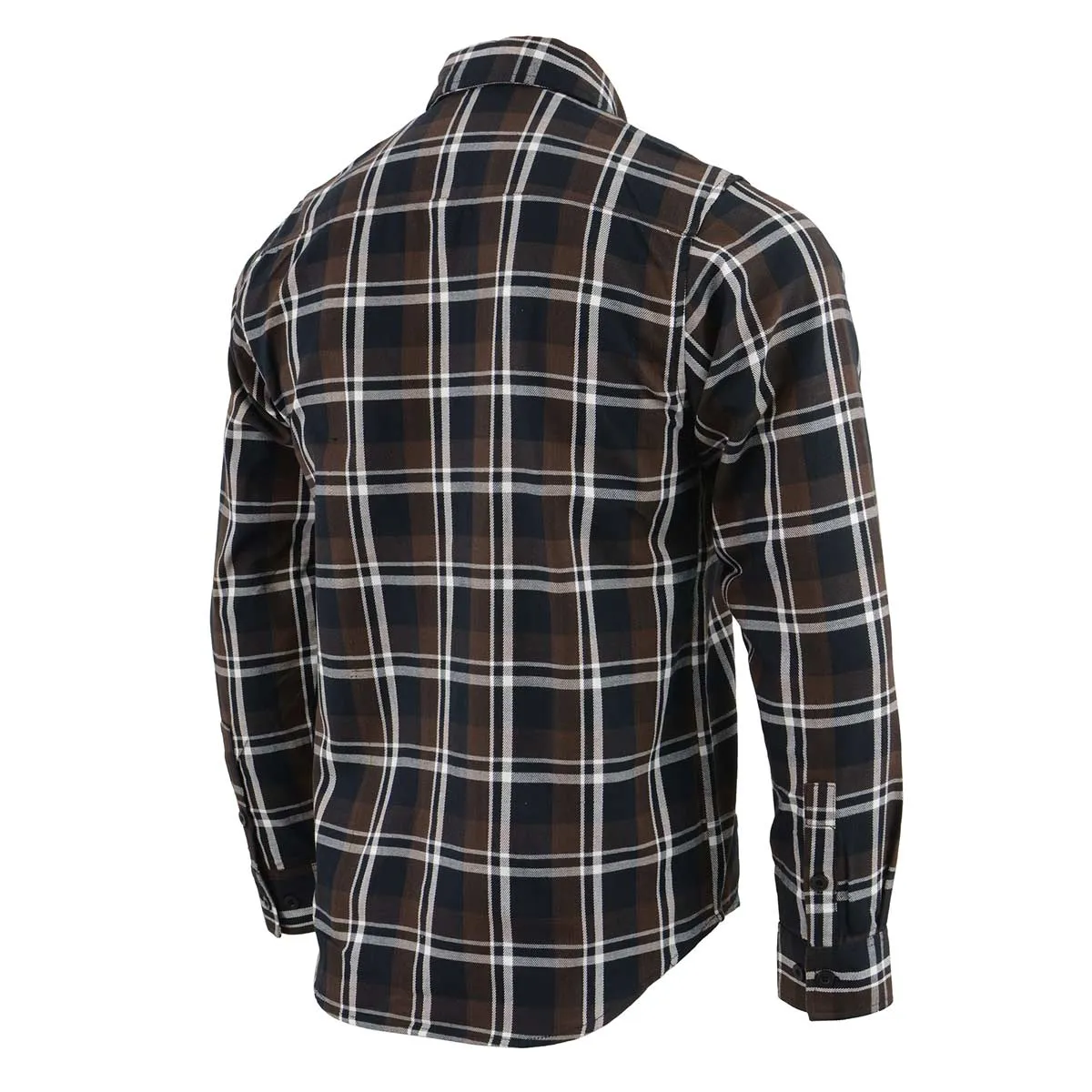 NexGen MNG11643 Men's Brown and Black with White Long Sleeve Cotton Flannel Shirt