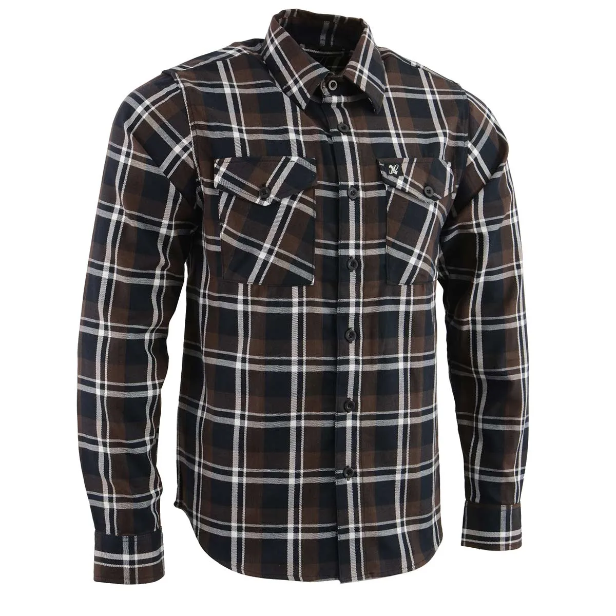 NexGen MNG11643 Men's Brown and Black with White Long Sleeve Cotton Flannel Shirt