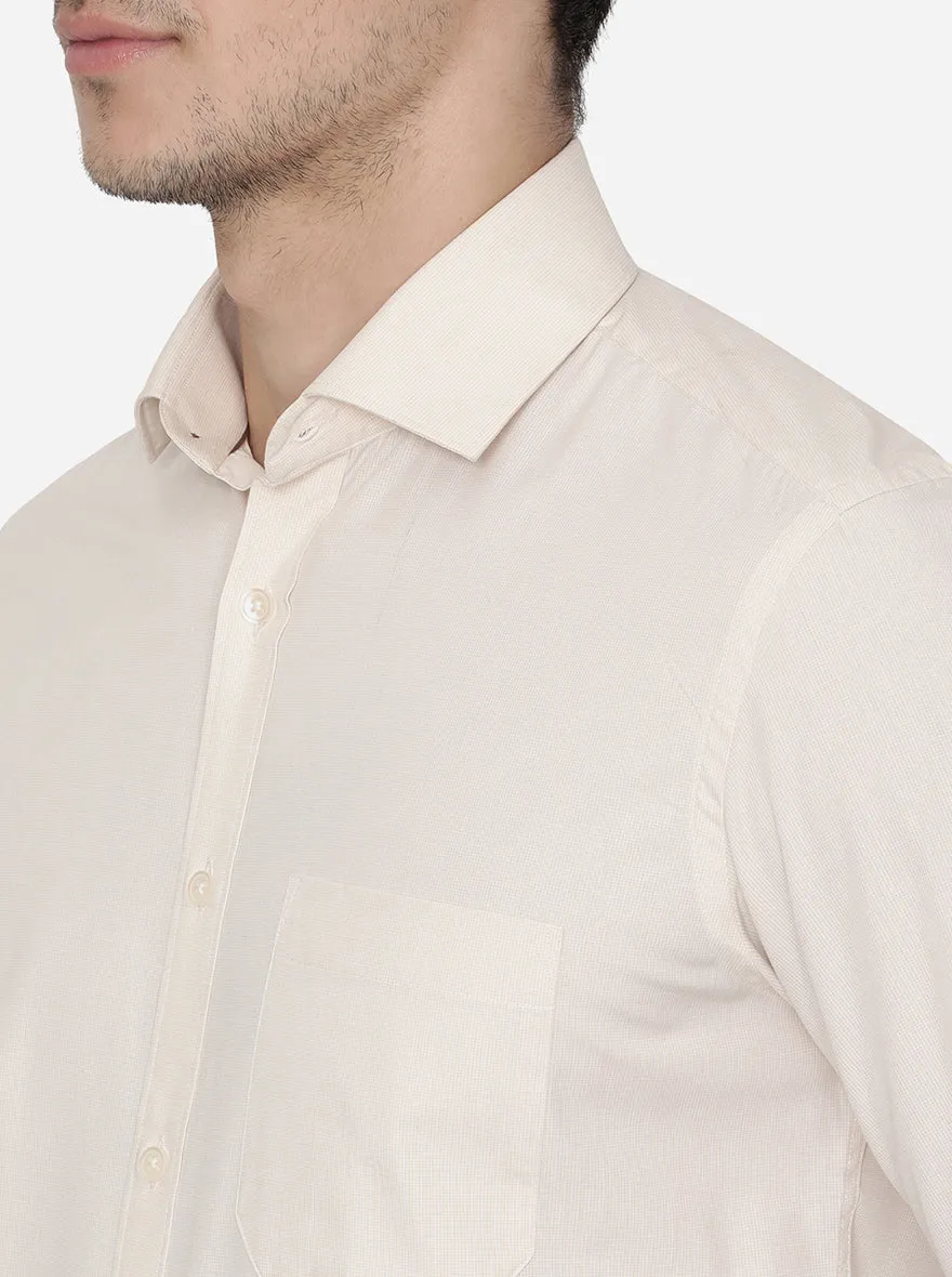 Off-White Checked Slim Fit Formal Shirt | Greenfibre