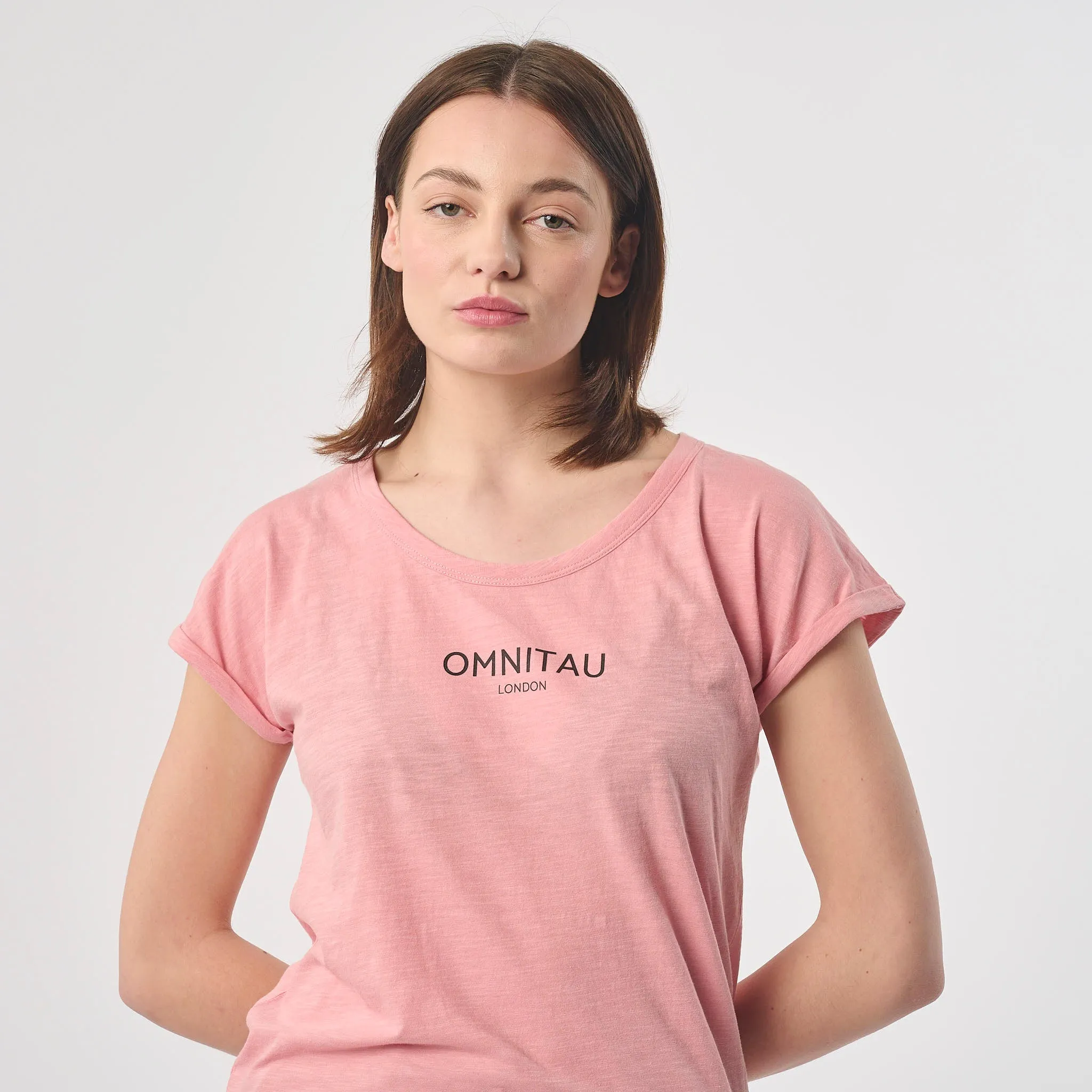 Omnitau Women's Organic Cotton Rolled Sleeve T-Shirt - Pink