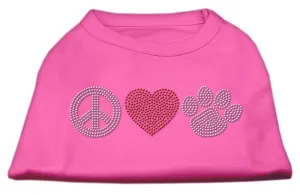 Peace Love and Paw Rhinestone Shirt Bright Pink S (10)