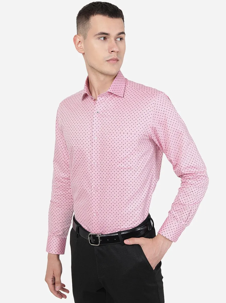 Pink Printed Slim Fit Formal Shirt | Greenfibre