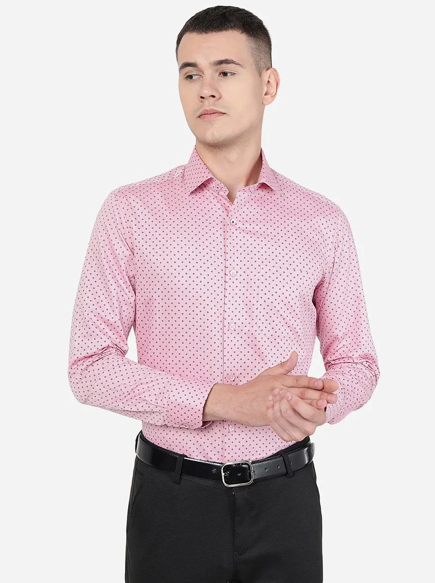 Pink Printed Slim Fit Formal Shirt | Greenfibre