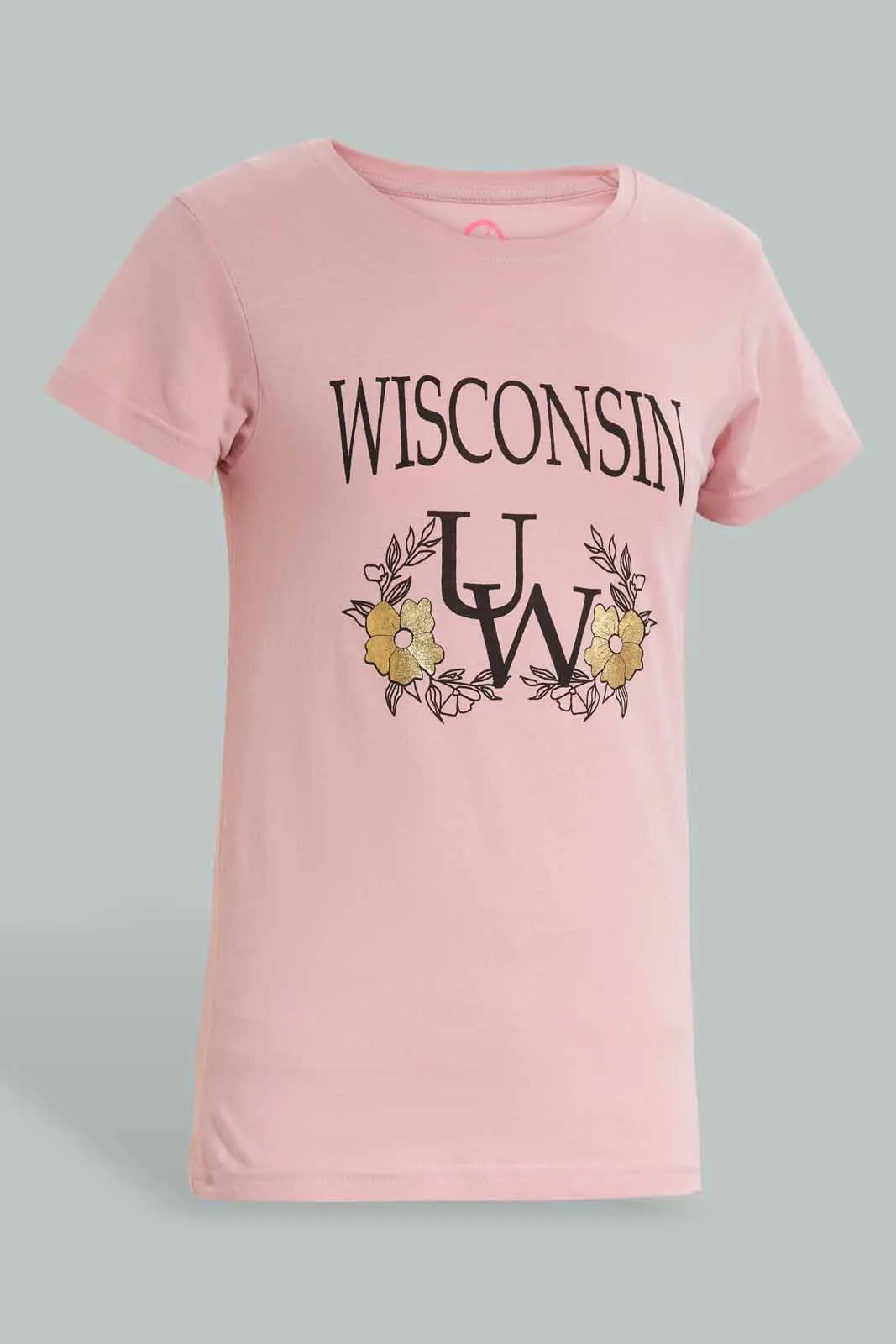 Pink Wisconsin T-Shirt For Senior Girls