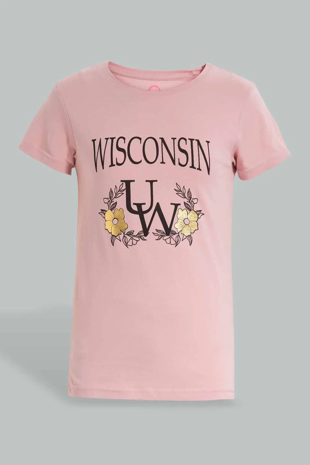 Pink Wisconsin T-Shirt For Senior Girls