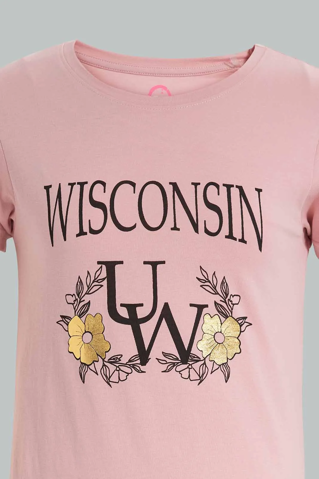 Pink Wisconsin T-Shirt For Senior Girls