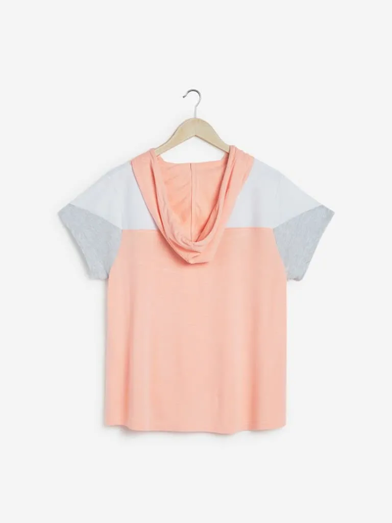 Sassy Soda Curves Peach High-Low Hooded T-Shirt