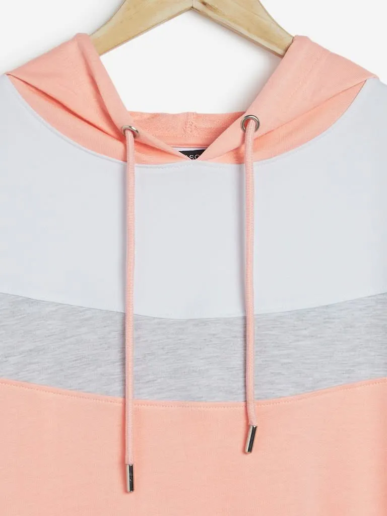 Sassy Soda Curves Peach High-Low Hooded T-Shirt