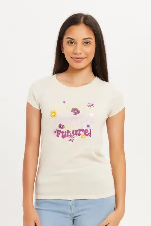 Senior Girls Ecru Printed T-Shirt