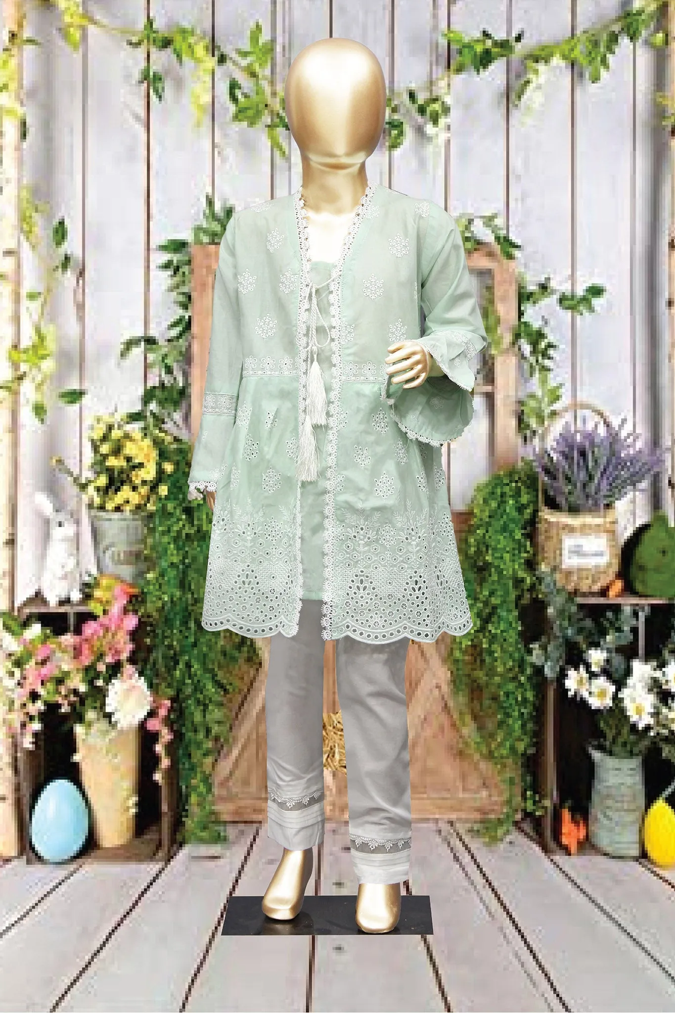 Shomi Stitched Chikankari Kids Shirts Collection'2022-SD-11-Ferozi