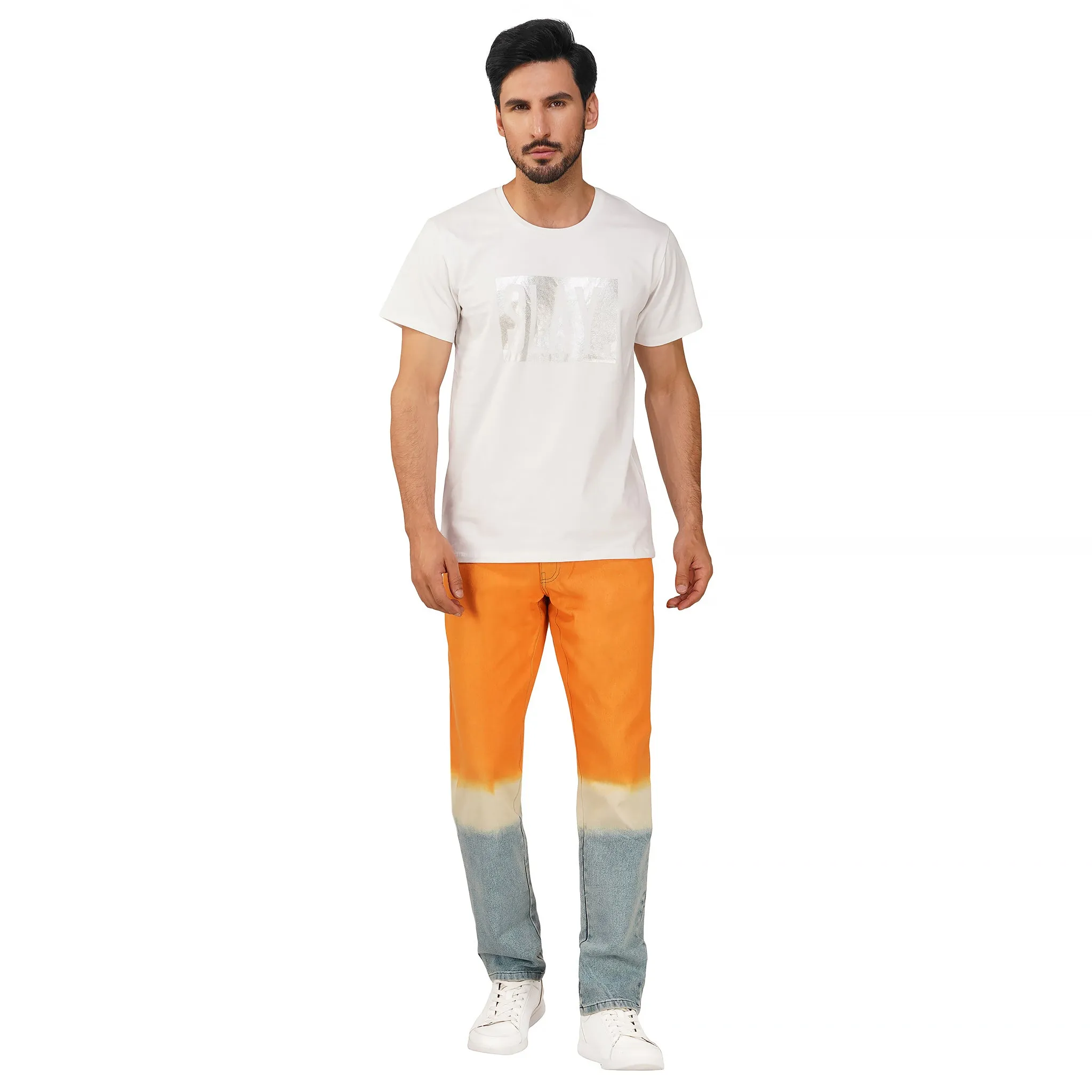 SLAY. Men's Orange White Blue Ombre Denim Jeans