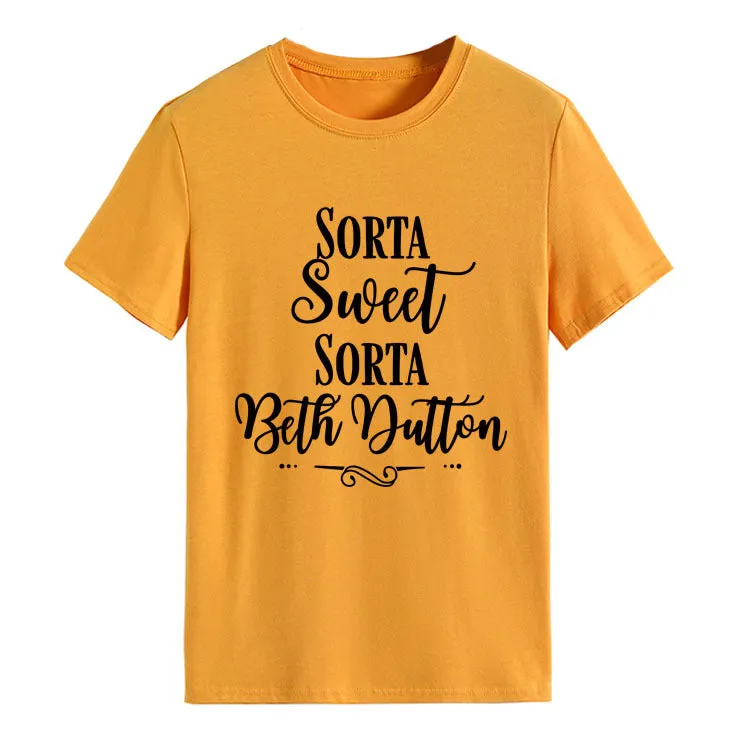 Sorta Sweet Sorta Fashion Women's Backing Round Neck Short Sleeve T-shirt Women