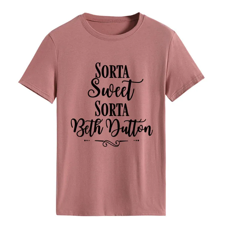 Sorta Sweet Sorta Fashion Women's Backing Round Neck Short Sleeve T-shirt Women