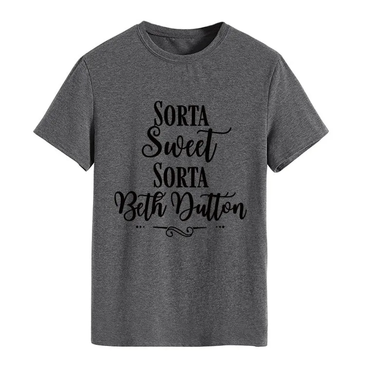 Sorta Sweet Sorta Fashion Women's Backing Round Neck Short Sleeve T-shirt Women