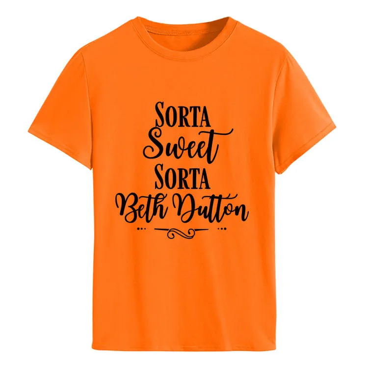 Sorta Sweet Sorta Fashion Women's Backing Round Neck Short Sleeve T-shirt Women