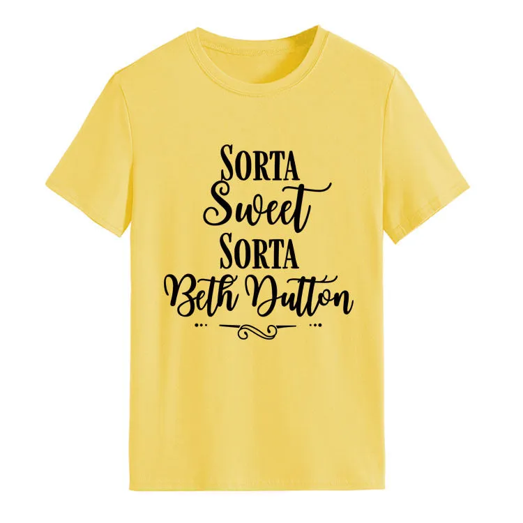 Sorta Sweet Sorta Fashion Women's Backing Round Neck Short Sleeve T-shirt Women