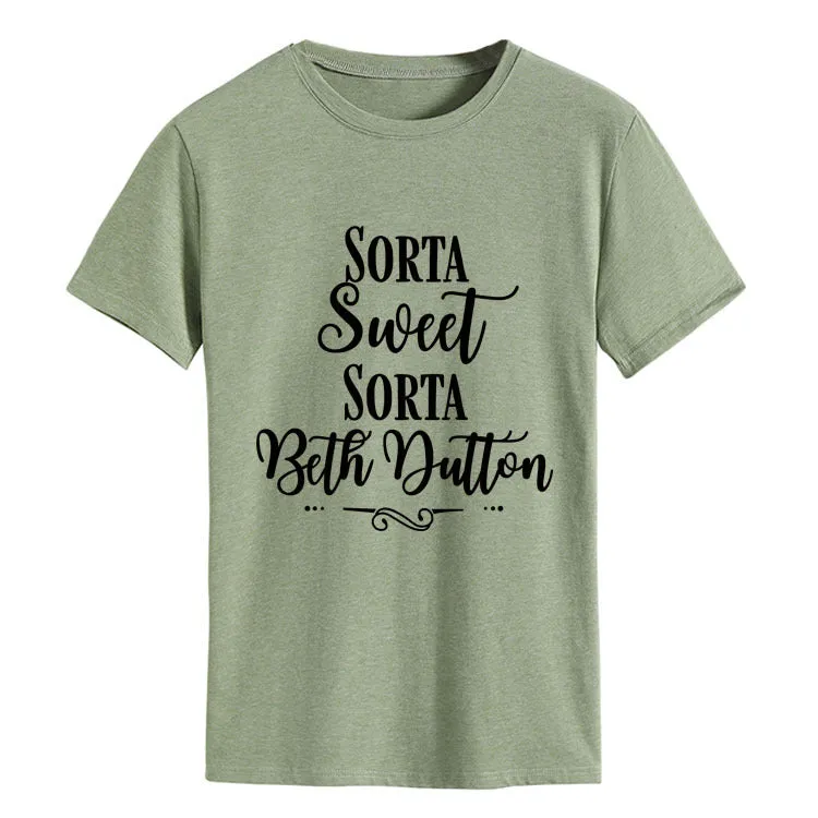 Sorta Sweet Sorta Fashion Women's Backing Round Neck Short Sleeve T-shirt Women