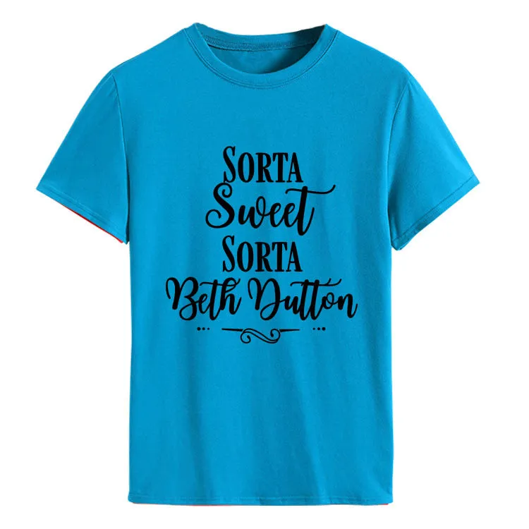 Sorta Sweet Sorta Fashion Women's Backing Round Neck Short Sleeve T-shirt Women