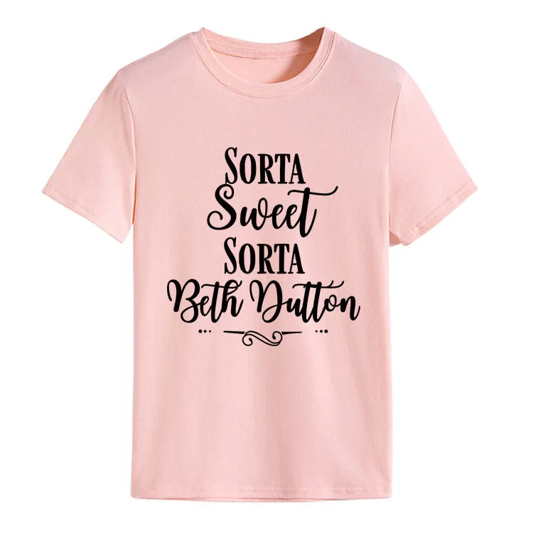 Sorta Sweet Sorta Fashion Women's Backing Round Neck Short Sleeve T-shirt Women